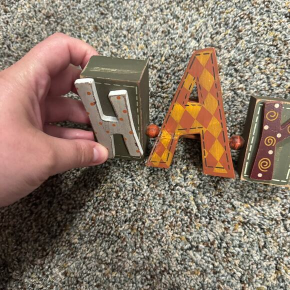 Happy Harvest Tabletop Home Decor Fall Autumn Mixed Prints Letter Cutouts - Picture 2 of 9